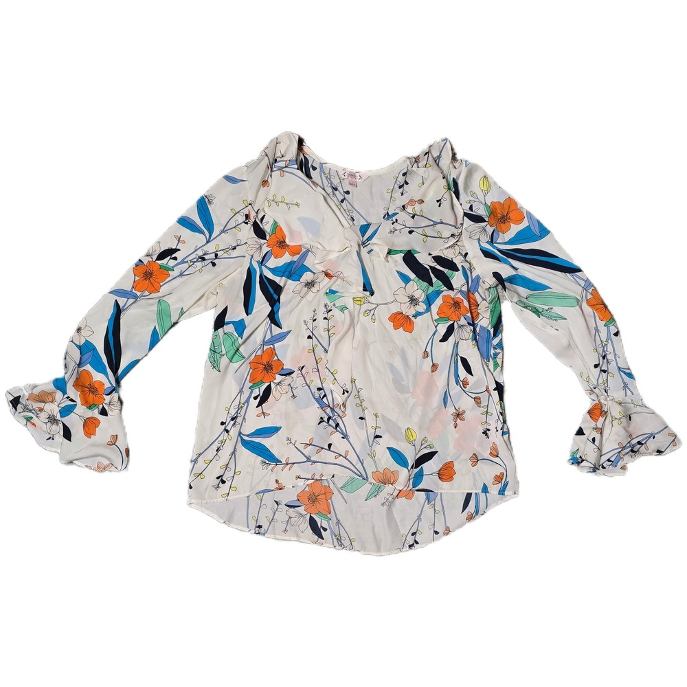 Nanette Lepore Women's‎ Floral Print Long Sleeve Blouse Size Large (v)